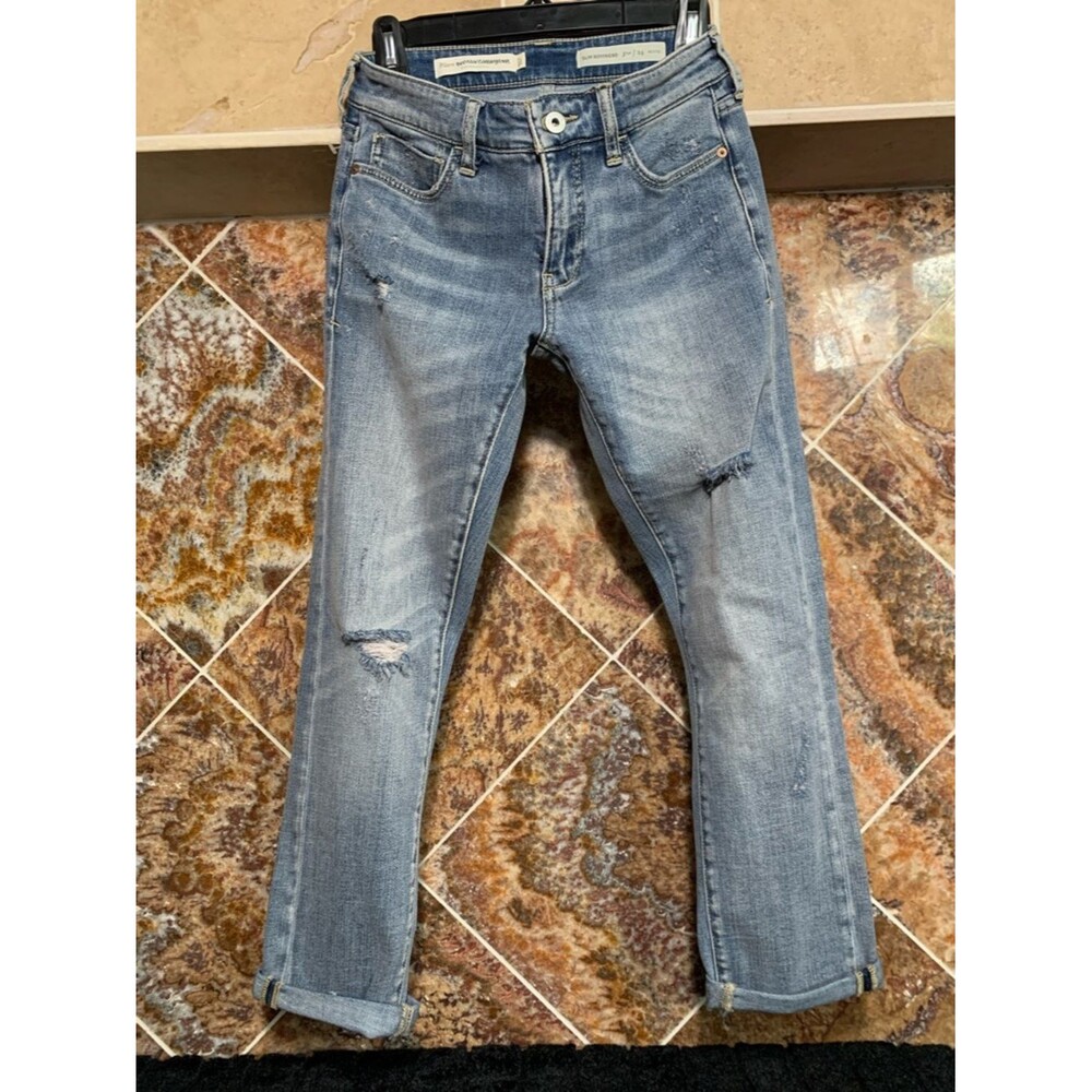Anthropology Pilcro Mid-Rise Slim Distressed Boyfriend Jeans Size 24 Petite